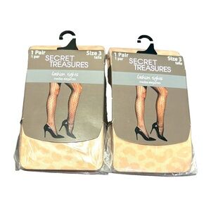 2 Pairs NEW Secret Treasures Women's Fashion Tights Nude Leopard Pattern Size 3